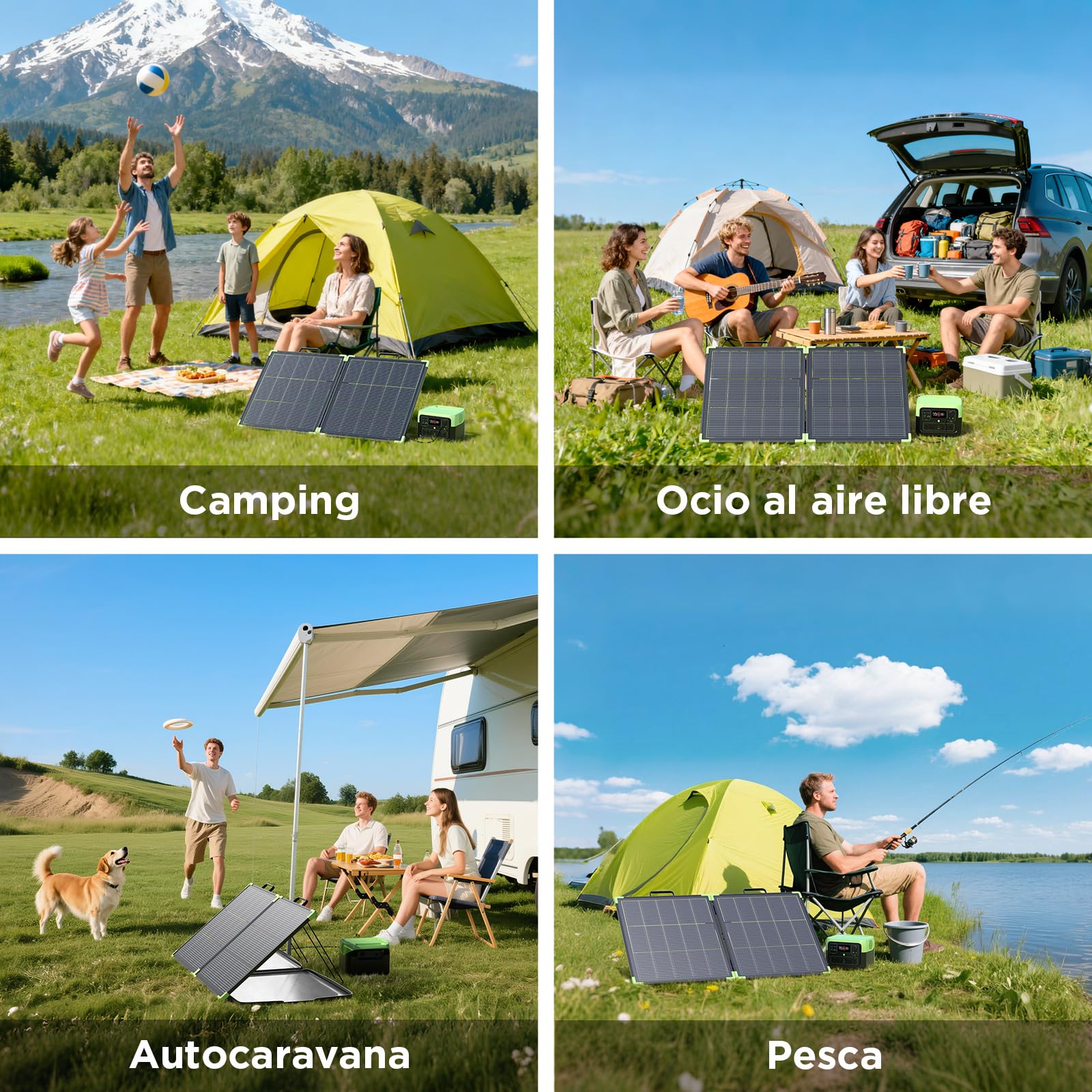 Panel Solar Portátil 100W Bifacial, Callsun 21.8V Plegable Monocristalino Módulo Solar, N-Type 16BB, Células Solares de 182 mm,Ideal para Generador Solar, Camping, Pesca, Senderismo y Caravaning