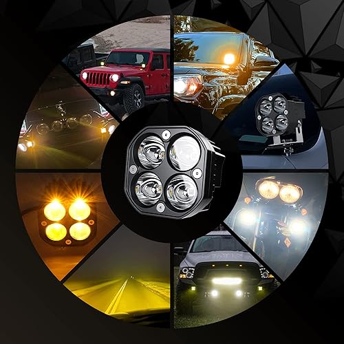 Miniatura 9 de ASLONG 2 unidades de 3 pulgadas Spot LED blancoámbar intermitentes estroboscópicos vainas estroboscópicas seis modos de cubo cuadrado luces