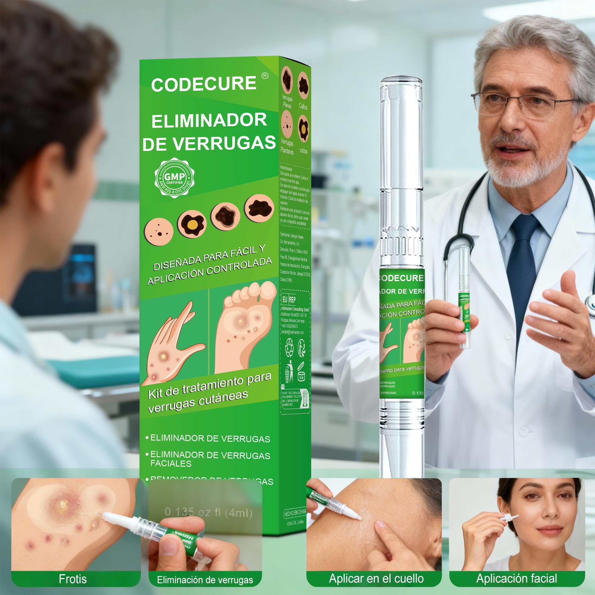 Lápiz para eliminar verrugas de 4 ml, kit para eliminar verrugas, callos, granos, lunares y durezas, eficaz para rostro, cuerpo y manos