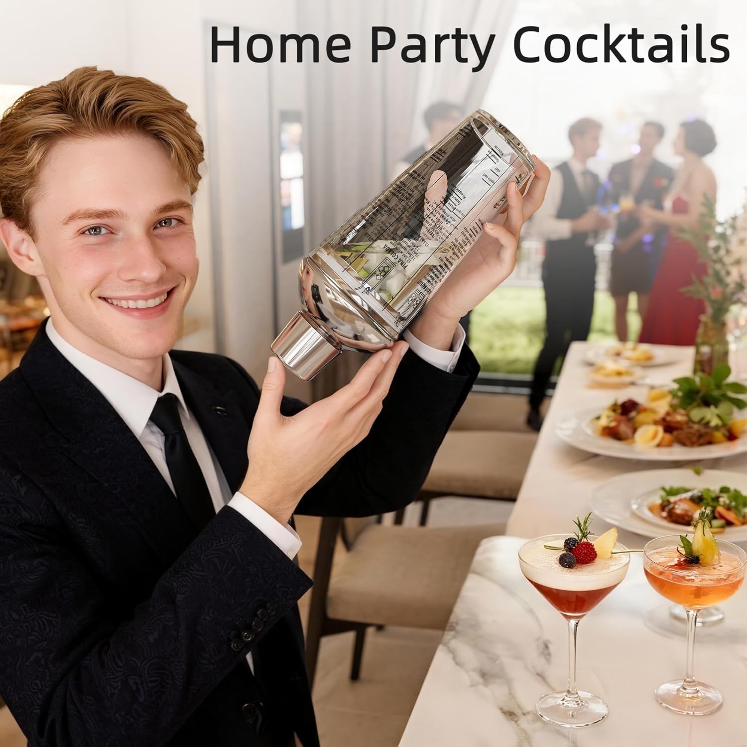 Glass Cocktail Shaker, with Recipes and Measurements 20oz, Built-in Strainer and Leakproof Seal, Clear Bar Tool for Margaritas, Martinis - Image 7