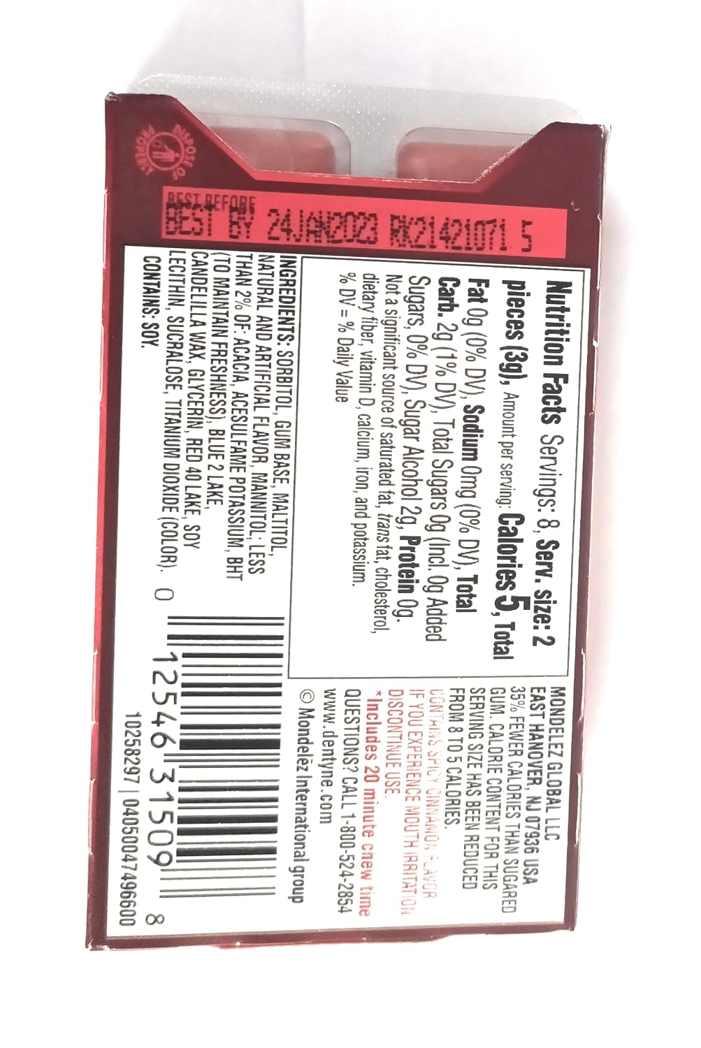 Dentyne Fire Sugar Free Gum Spicy Cinnamon