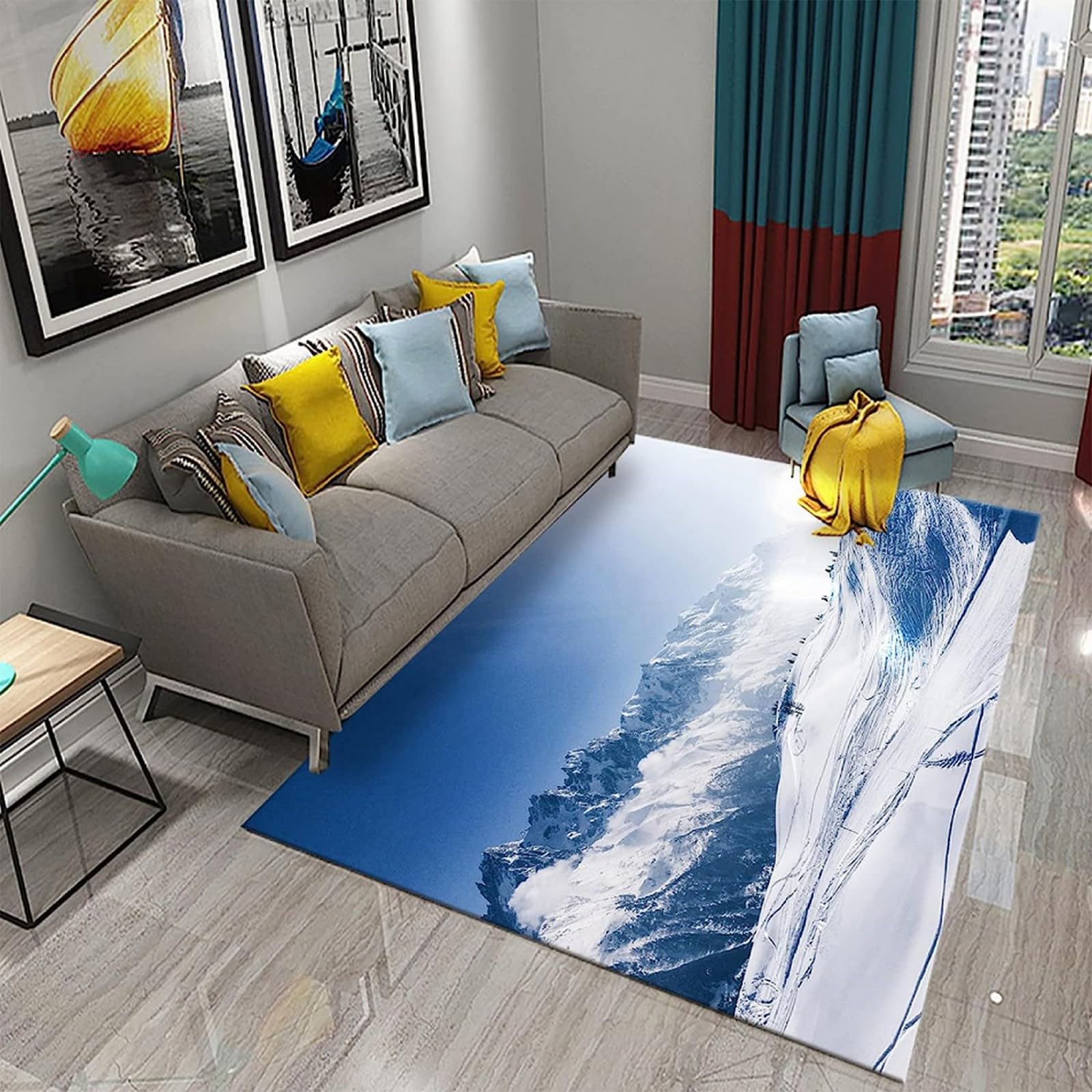 3D Printed Mat Rugs Anti-Slip Rug Carpet Home Decoration Print Bedroom Non-Slip Floor Rug - Snow Mountain Natural Landscape 120 X 180 Cm - Polyester Soft Touch Easy Clean With Rubber Backing -7T1G-R2O