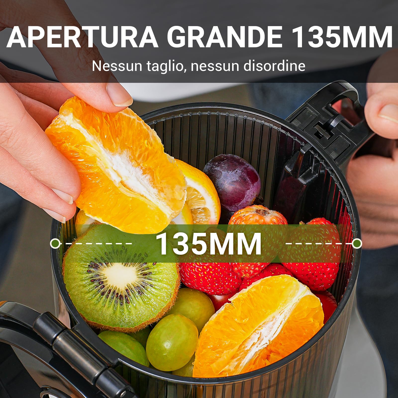 AMZCHEF Estrattore Automatico, Apertura 135MM e Capacità 1,8L Estrattore Frutta e Verdura Intera, 250W Estrattori di Succhi Professionale con Triplo Filtro - Rosso