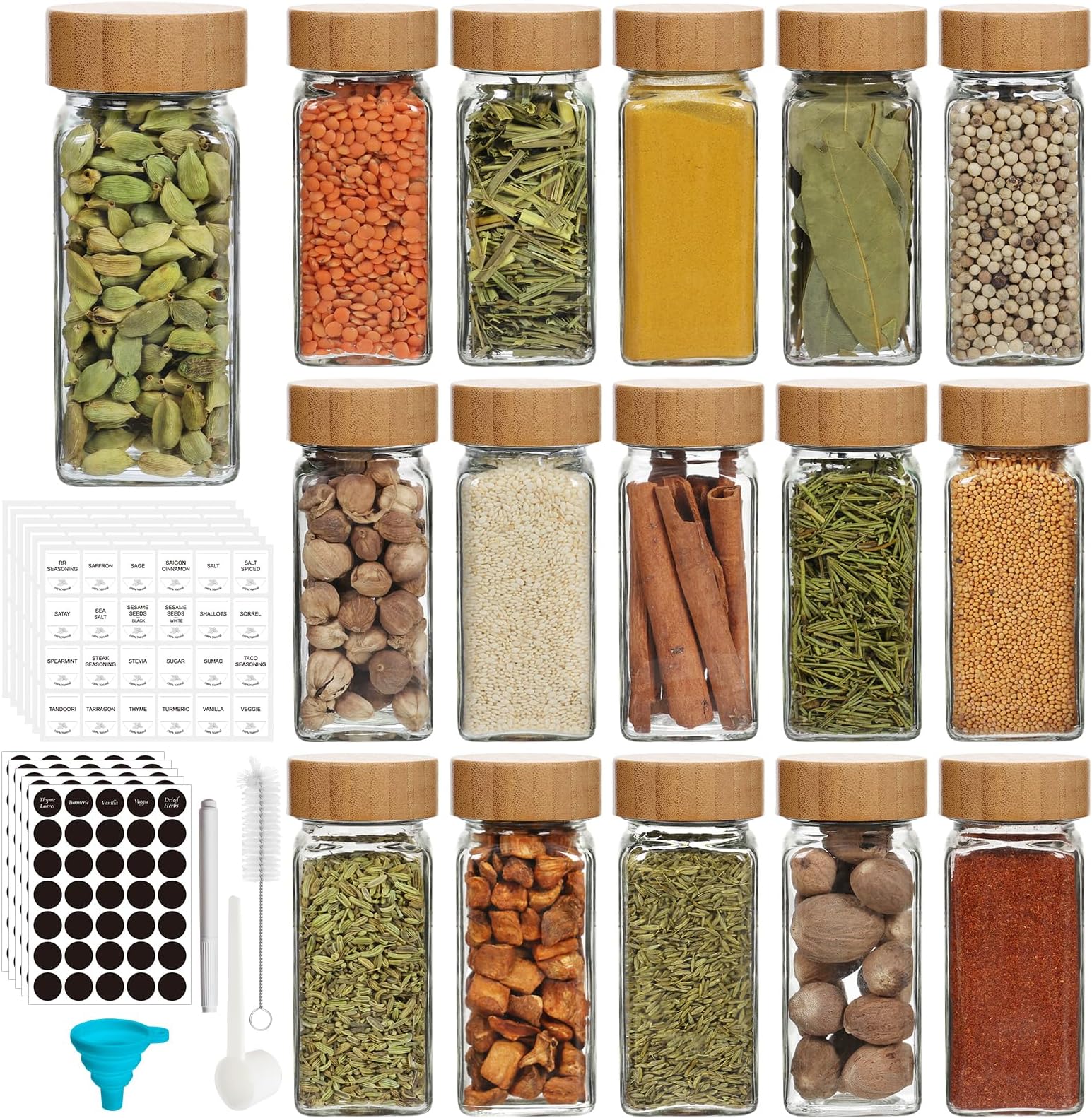 Lot 15 Pots à Bougies Vides Givrés – 7oz – Couvercles Bambou & étiquettes – Neuf