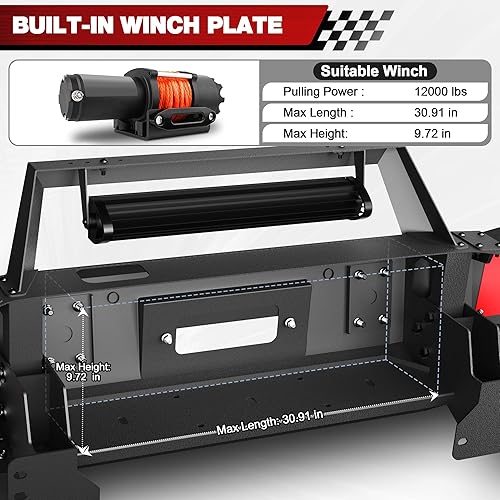 Miniatura 6 de Parachoques delantero compatible con Toyota Tundra 2007-2013, parachoques negro texturizado de ancho completo para Tundra 2007 2008 2009 2010 2011