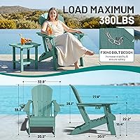 Vista 2 de PLUUV Folding Adirondack Chair, Easy Storage Space Saving, 380 LBS Capacity Weather Resistant HDPE with Two-Cup Holder for Outdoor Patio Fire Pit