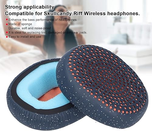 Miniatura 2 de JZF246 - Almohadillas para auriculares Skullcandy Riff, almohadillas para los oídos, funda para auriculares inalámbricos Skullcandy Riff,