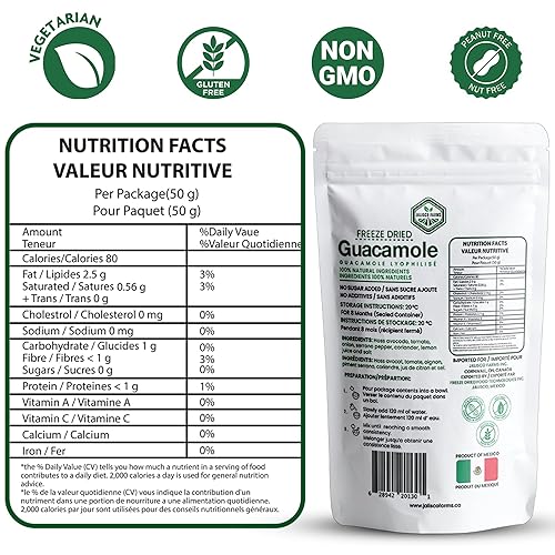 Miniatura 2 de Jalisco Farms I Guacamole liofilizado I Hass Aguacate I Guacamole instantáneo I Just Add Water I Bolsa de 1.76 oz (paquete individual)