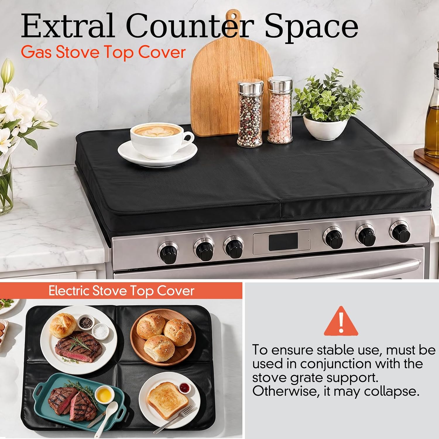 30"x21"x3" Gas Stove Cover Full-Edge Heat-Resistant Stovetop Protector