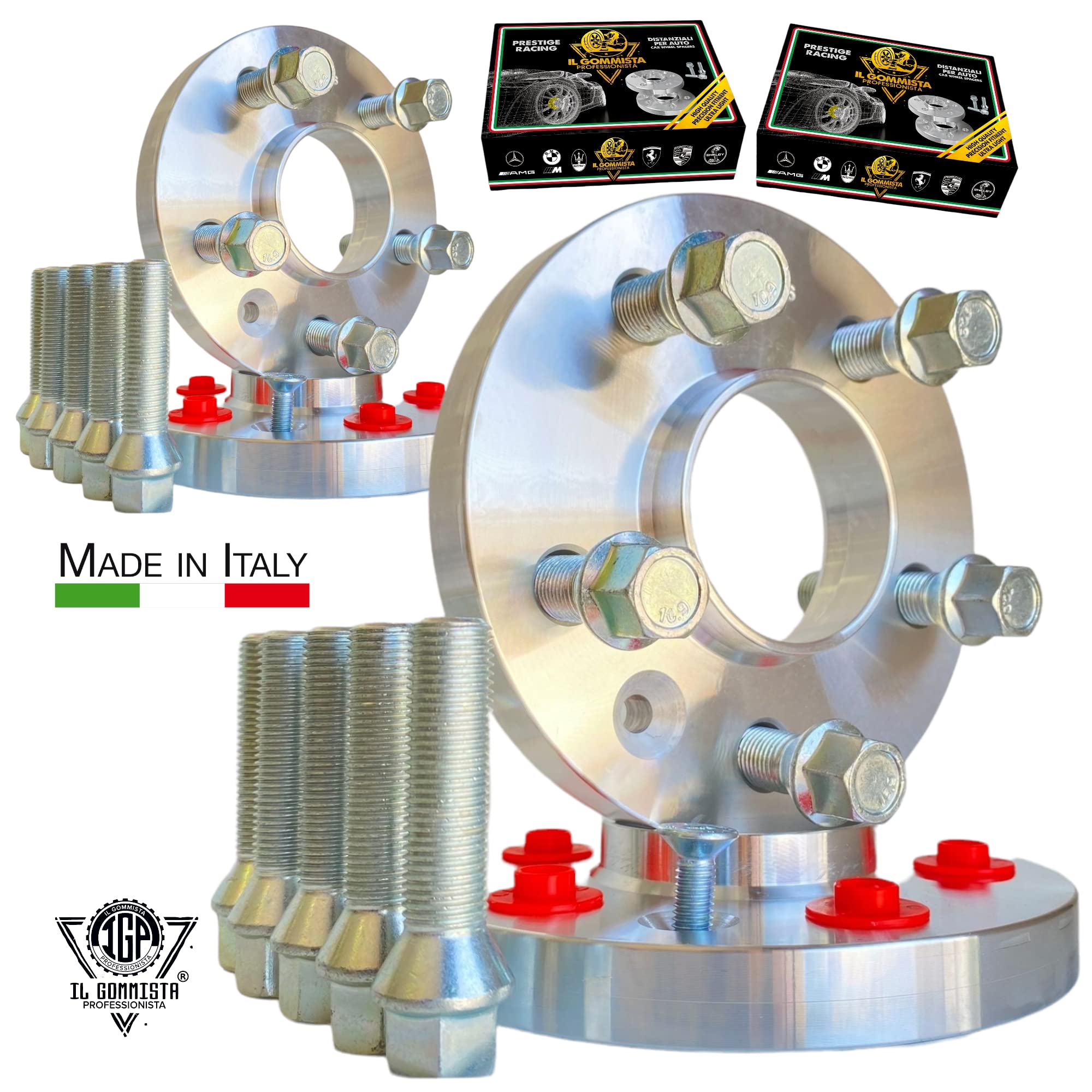 IGP 4 Distanziali Ruote vari spessori Compatibili Con Bmw Serie 1 er 3 er 5 er 6 er 7 er 8 er X1 Z1 Z3 Z4 Z8 5x120 mozzo 72,6 + Bulloni M12 x 1,50 (4 x 16 mm + 20 mm)