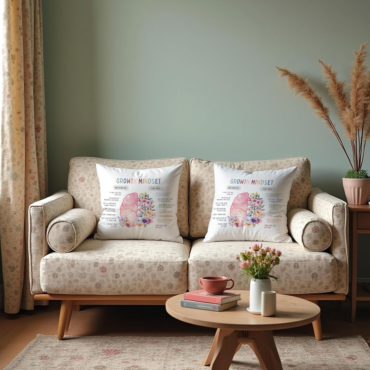 Growth Mindset Mental Health Pillow Covers 18x18, Mental Health Gifts for Women, Boho Inspirational Psychology Decorative Pillow Covers for Home Therapy Counselor Office - Image 3