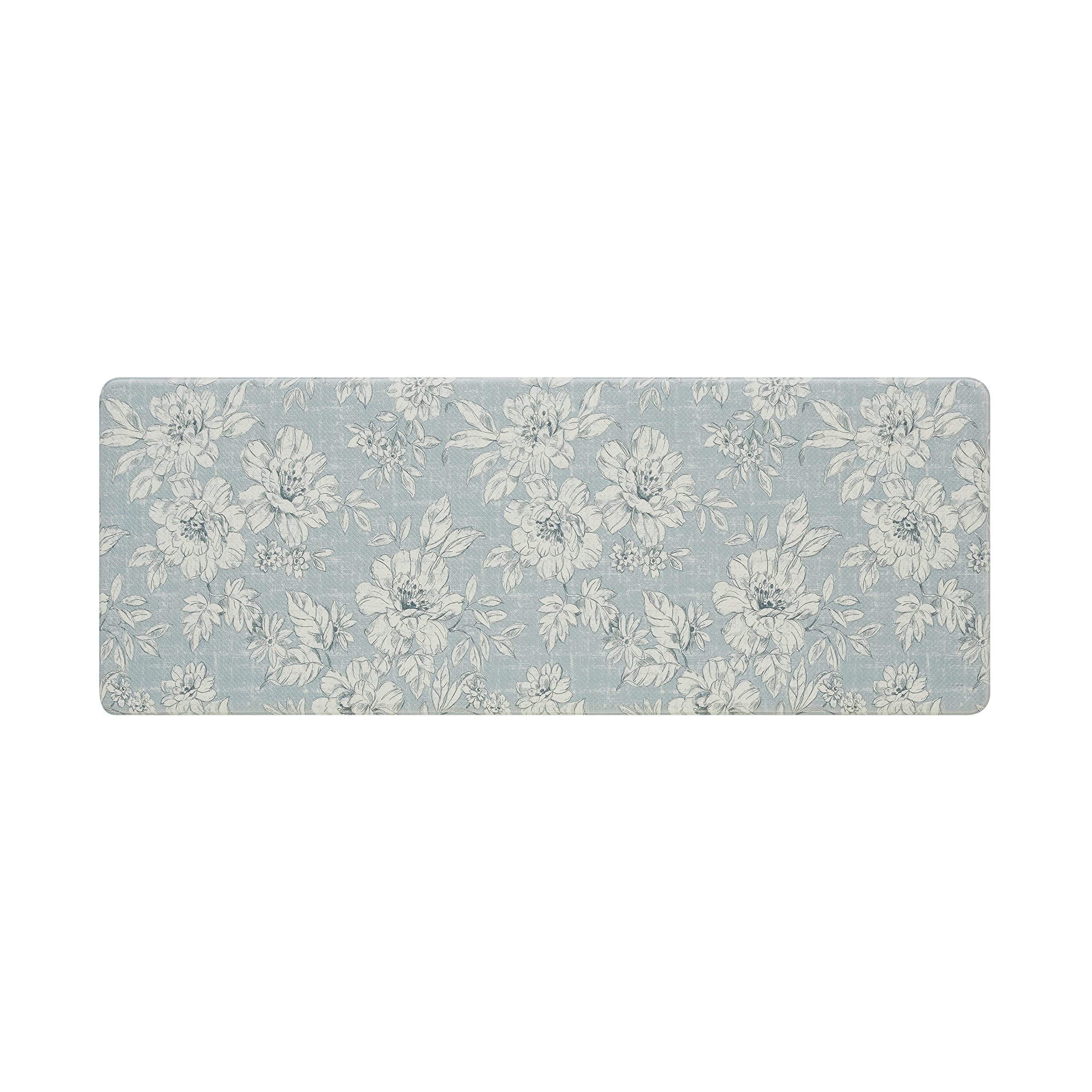 Laura Ashley - Anti-Fatigue Kitchen Mat, Iris Floral Design, Stain, Water & Fade Resistant, Cooking & Standing Relief, Non-Slip Backing, Measures 17.5