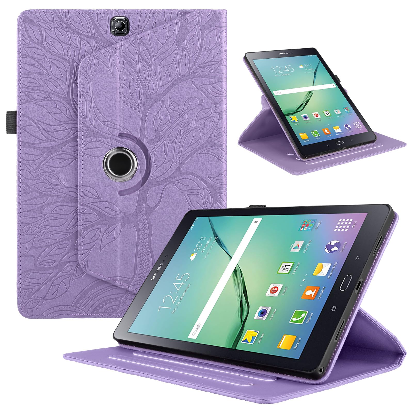 Funda para Samsung Galaxy Tab S9/ S8/ S7 11" (SM-X710/X700/T870) PU Cuero Tablets Protectora Cover 360°Carcasa Giratoria de ángulo Múltiple Stand Función Tablets Funda,Rojo Árboles — view 172