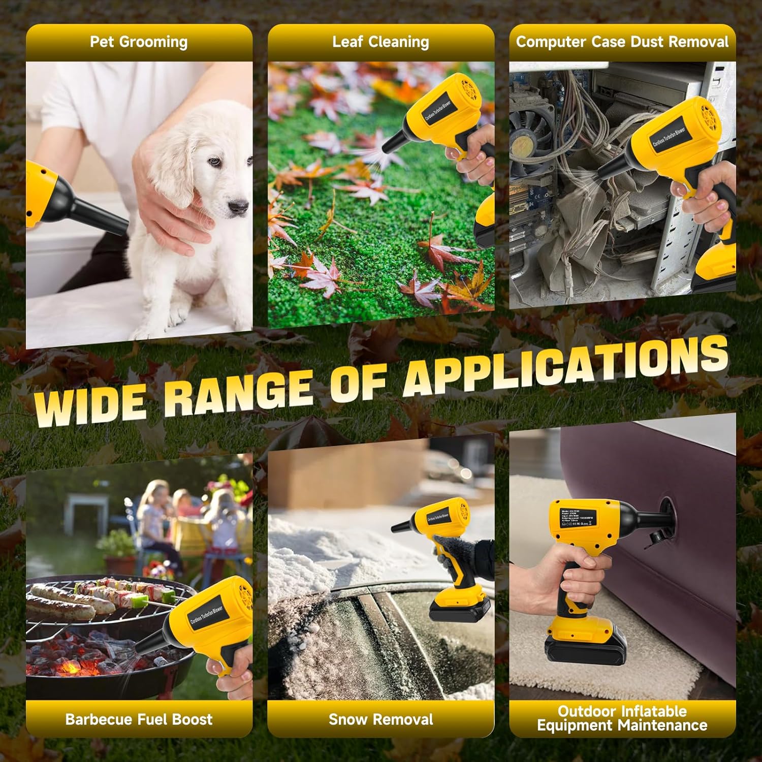 Electric Cordless Turbo Fan Blower, Leaf Blower for Dewalt 20V Battery, 130000RPM Handheld Jet Fan, Variable Wind Speed, for Cleaning and Drying (Battery Not Included) - Image 5