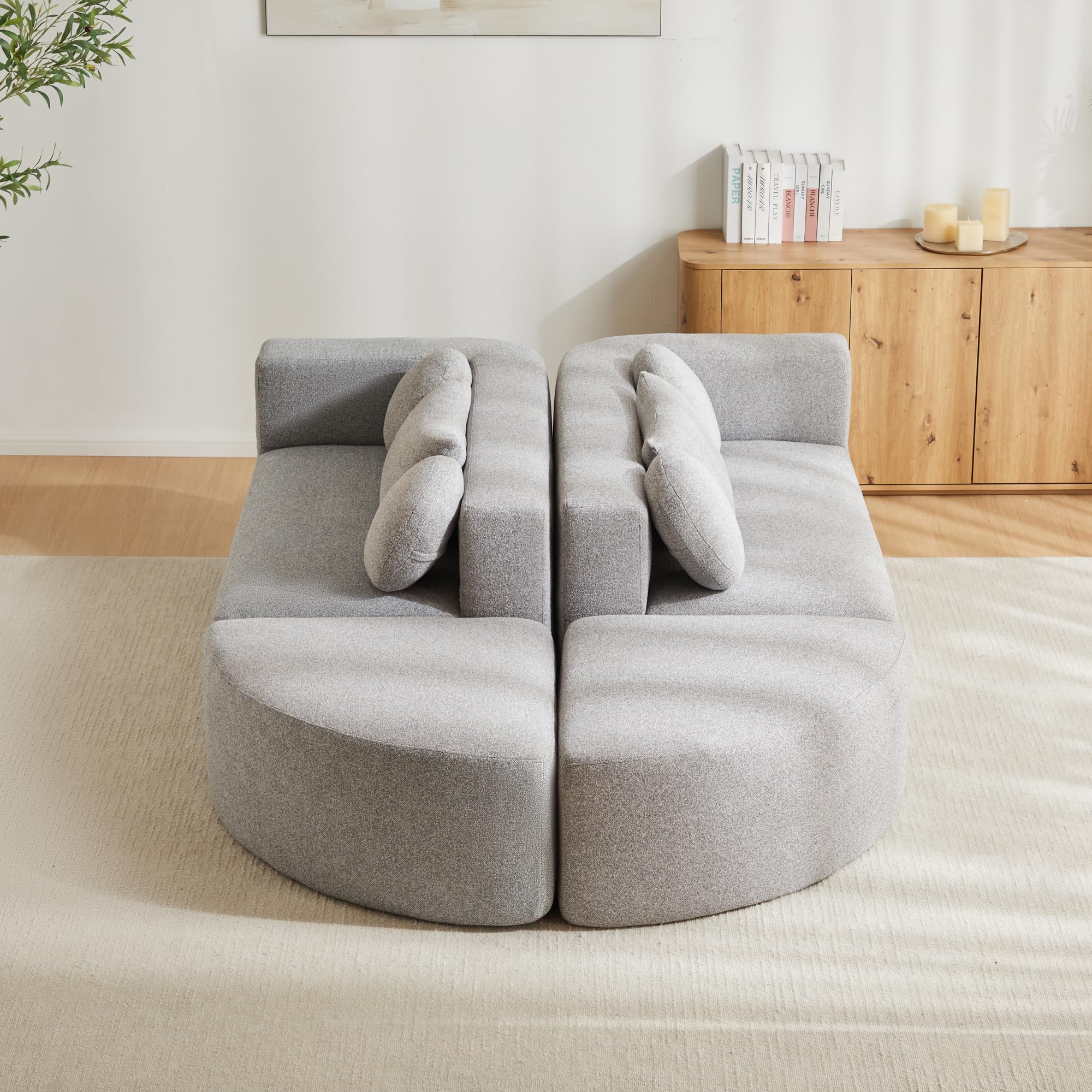 Bladez Cloud Sofa - Divano modulare con funzione sonno, divano letto in ciniglia, divano compresso, seduta profonda, senza montaggio, divano moderno per soggiorno, grigio (grigio)