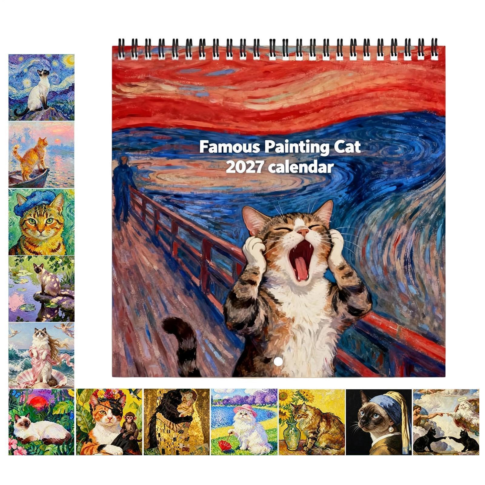 Funny Cat Calendar 2027, Famous Painting Cats Wall Calendar 2027 Home Decor