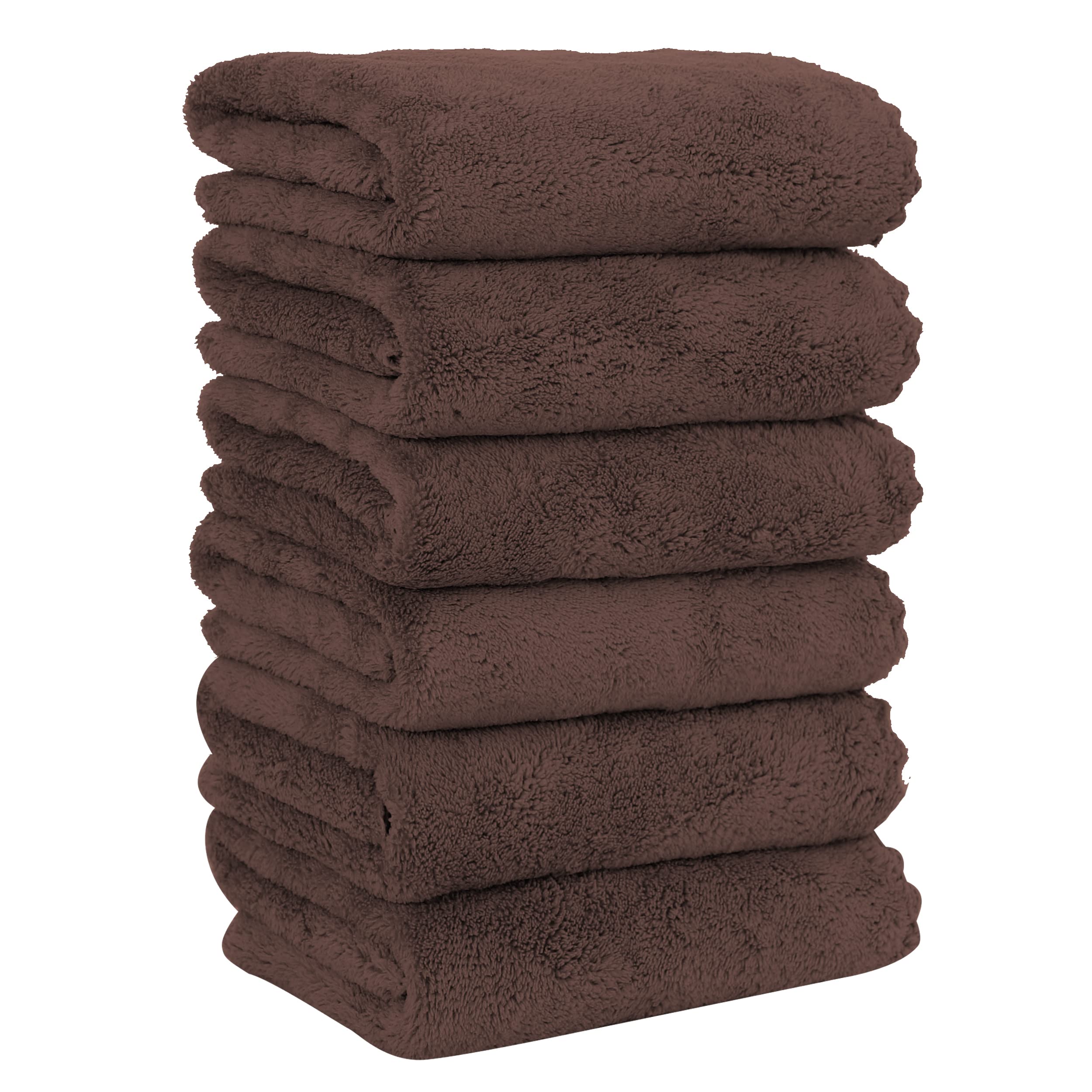 MOONQUEEN6 Pack Premium Hand Towels - Quick Drying - Microfiber Coral Velvet Highly Absorbent Towels - Multipurpose Use as Hotel, Bathroom, Shower, Spa, Hand Towel 16 x 28 inches (Wood Brown)