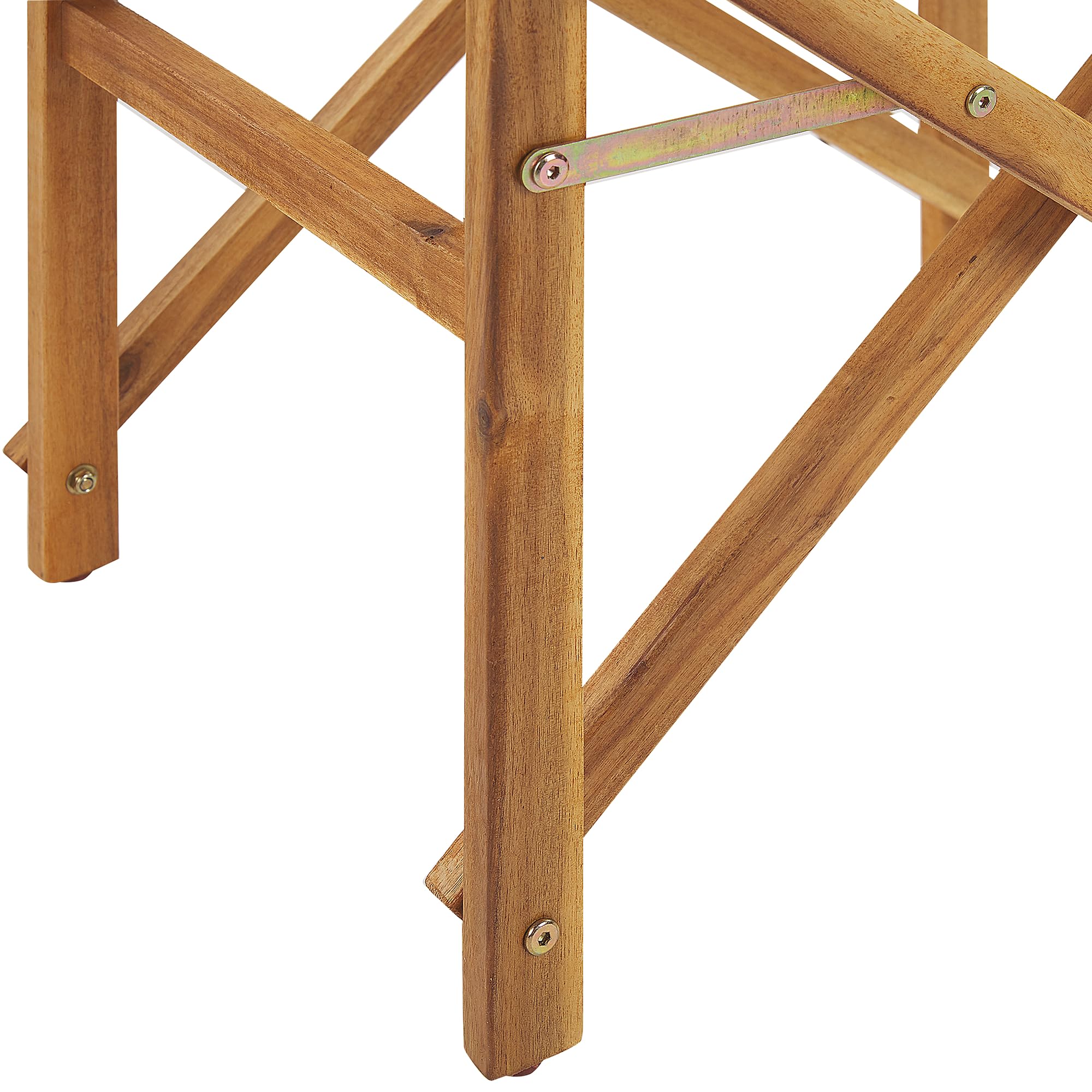 Beliani Conjunto de 2 sillas de jardín de Tela Blanco Crema Madera de Acacia Clara Plegable Director Cine