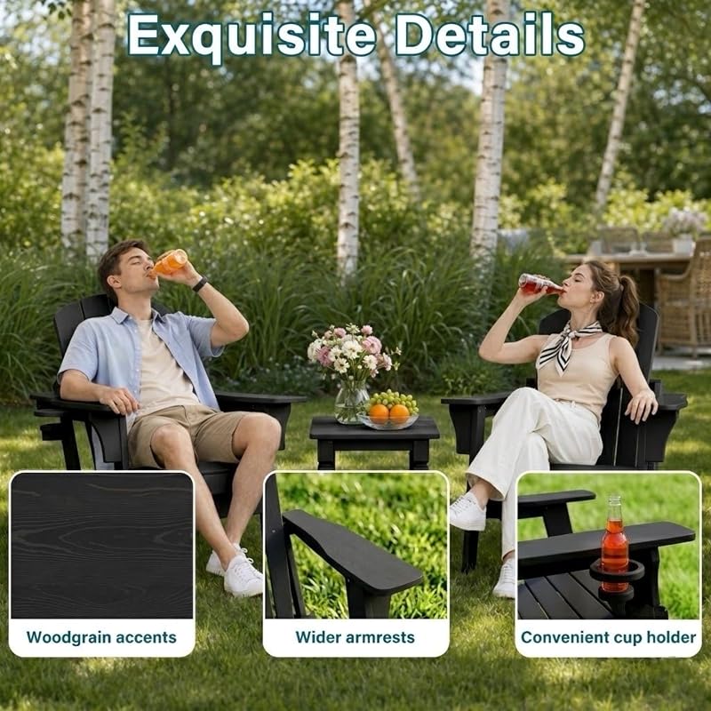Folding Adirondack Chair with Cup Holder - All-Weather HDPE Outdoor Chair, Ultra-Portable Lawn Chair with Ergonomic Wide Seat Design for Patio Fire Pit Beach Camping image 4