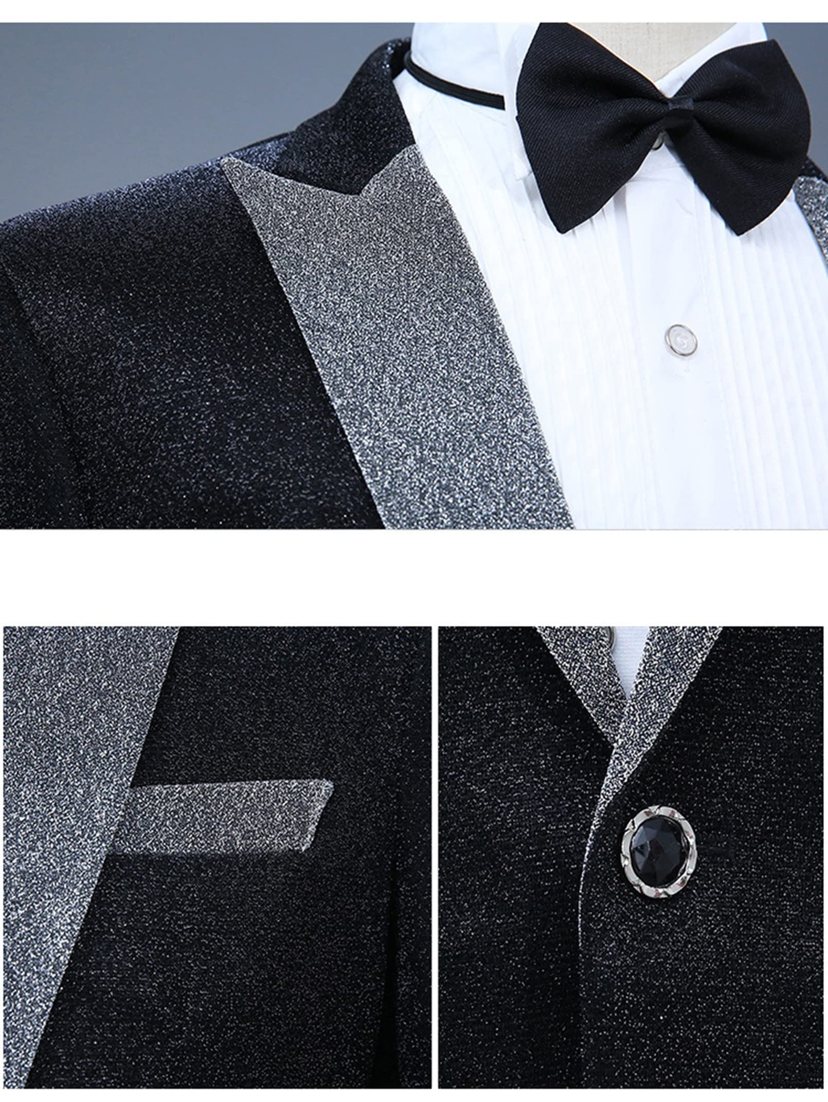 Smoking Uomo Elegante - Tuxedo Slim Fit Con Ricamo Per Feste E Cerimonie - Foto 9