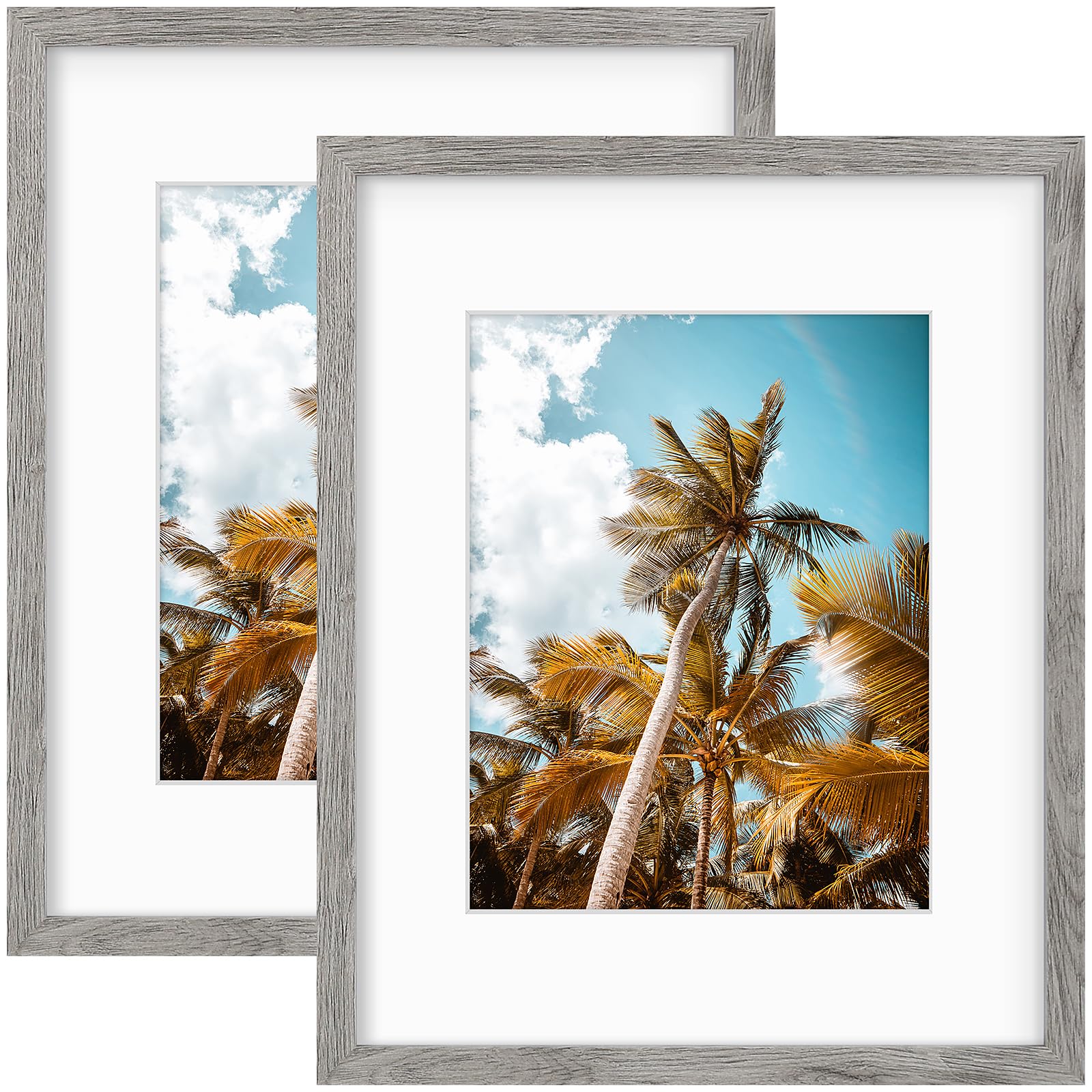 Frametory 2 Pack 16x20 Grey Picture Frame with Real Glass Mat for 11x14