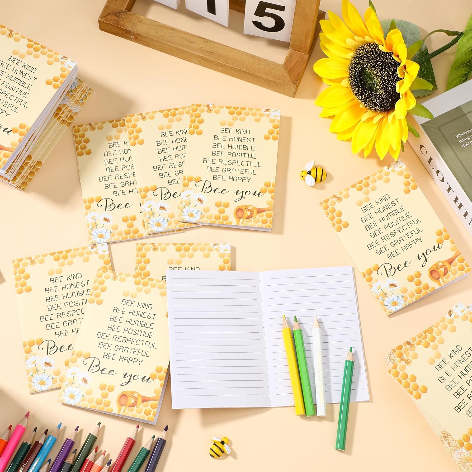 Spakon 50 Pack Mini Bee Journal Notebooks Bulk Bee Themed Gifts for Students and Teachers Small Notepads Gifts for School Office Student Supplies