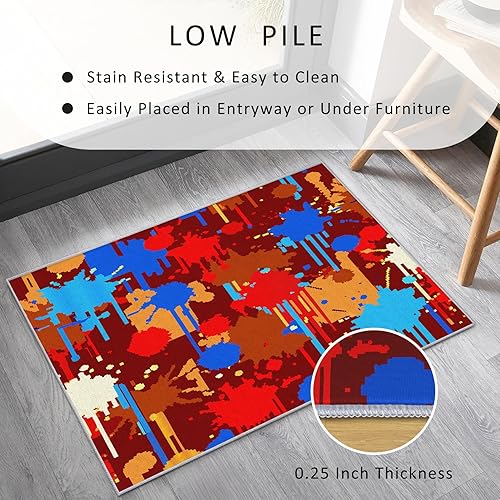 Miniatura 4 de Mosaic Rug 7x10 Rugs 80s Gaming Design Large Area Rug, Retro 70s Carpet Home Room Decor Rugs for Living Room Bedroom Kitchen Dorm Classroom Indoor