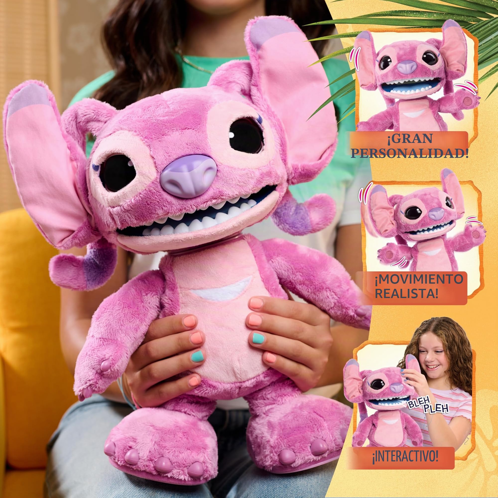Just Play Peluche Interactivo Disney Stitch Ultimate Angel, de 43 cm, más de 100 Sonidos y reacciones, se Mueve como el Angel de Verdad, para niños a Partir de 3 años