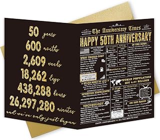 50th Anniversary Card for Mom Dad, 50 Years Anniversary Decorations Gifts for Couples Husband Wife, Golden Gifts for 50 Years Valentines Birthday Wedding Anniversary Day
