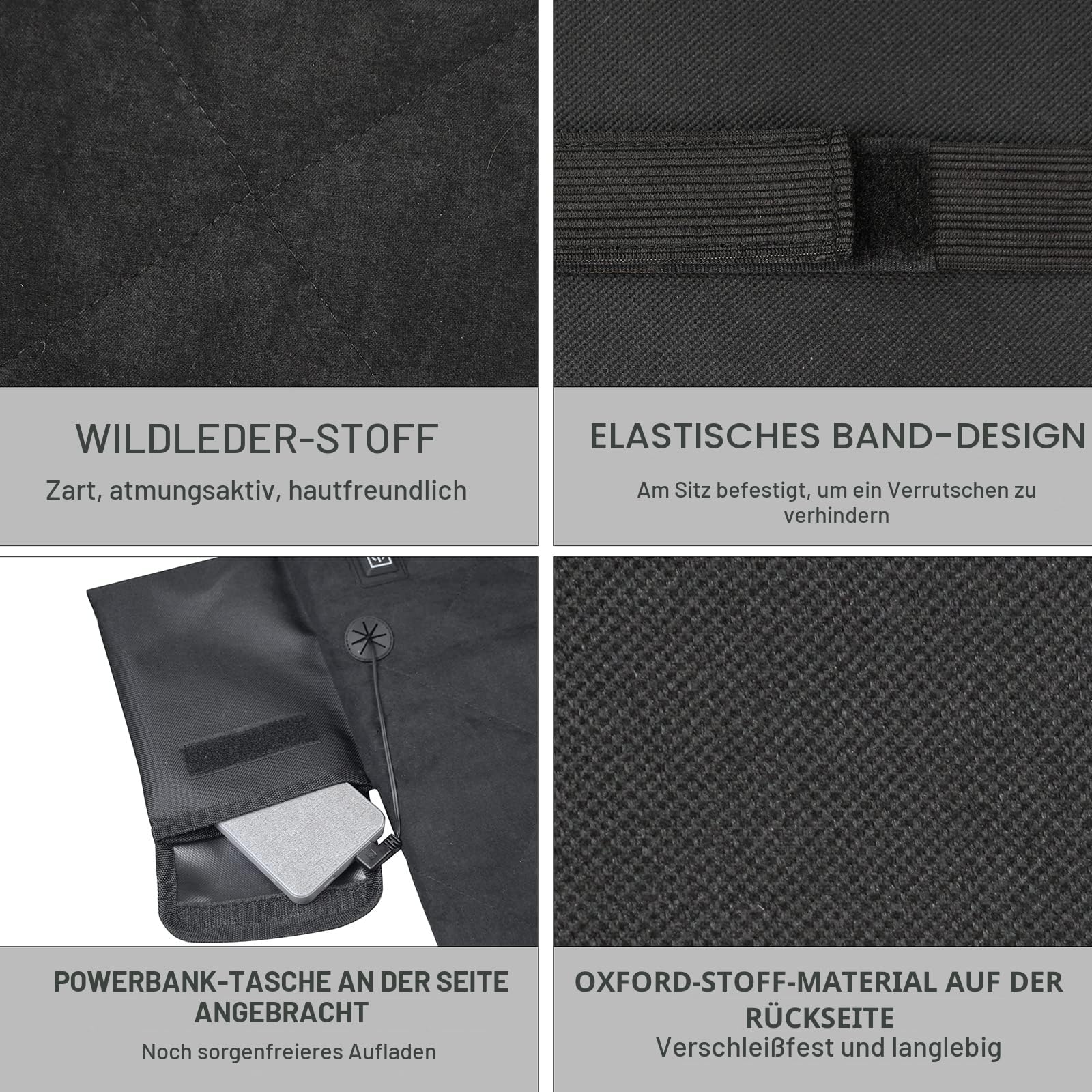 40,6 cm beheiztes Stadion-Sitzkissen, tragbares USB-beheiztes Sitzkissen für Outdoor-Bleicher, Camping, Angeln, Heizkissen , verbesserte 3 Stufen