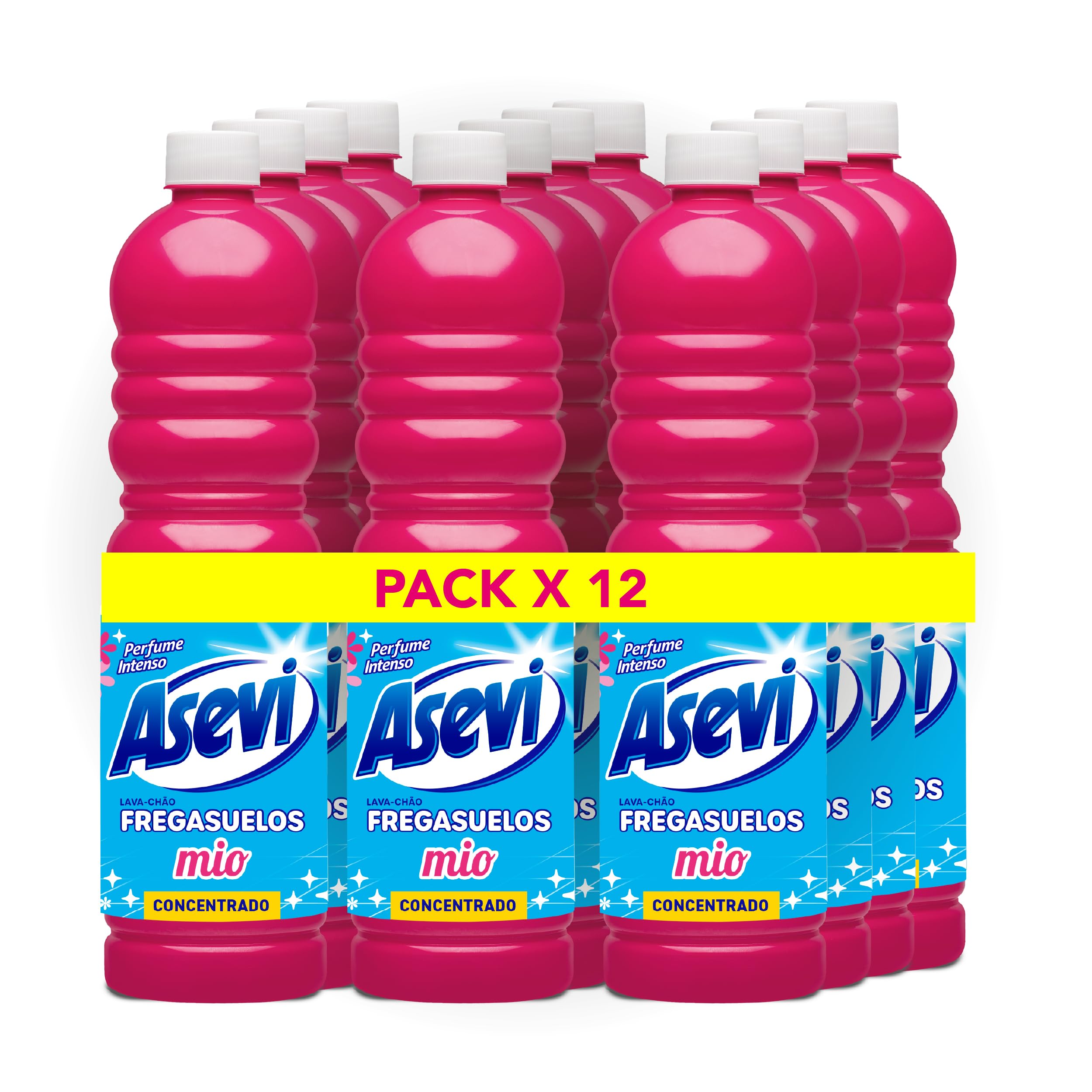 Asevi Fregasuelos Perfumado Duradero Mio - Friegasuelos Concentrado con Aroma Floral - Limpiasuelos con pH Neutro para Todo Tipo de Suelos, Incluso Superficies Delicadas - 12 x 1 Litro
