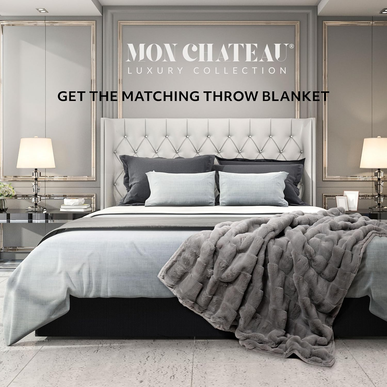 Mon Chateau 20" x 20" The Sculpted Square Pillow, Filled with 100% Duck Feather for Plush Comfort, Soft Decorative Accent for Couch, Bed, or Sofa, Cozy Living Room Decor, Ashen Stone