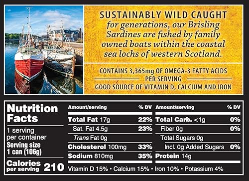 Miniatura 2 de Crown Prince Sardinas naturales de una capa en mostaza, latas de 3.75 onzas (paquete de 12)