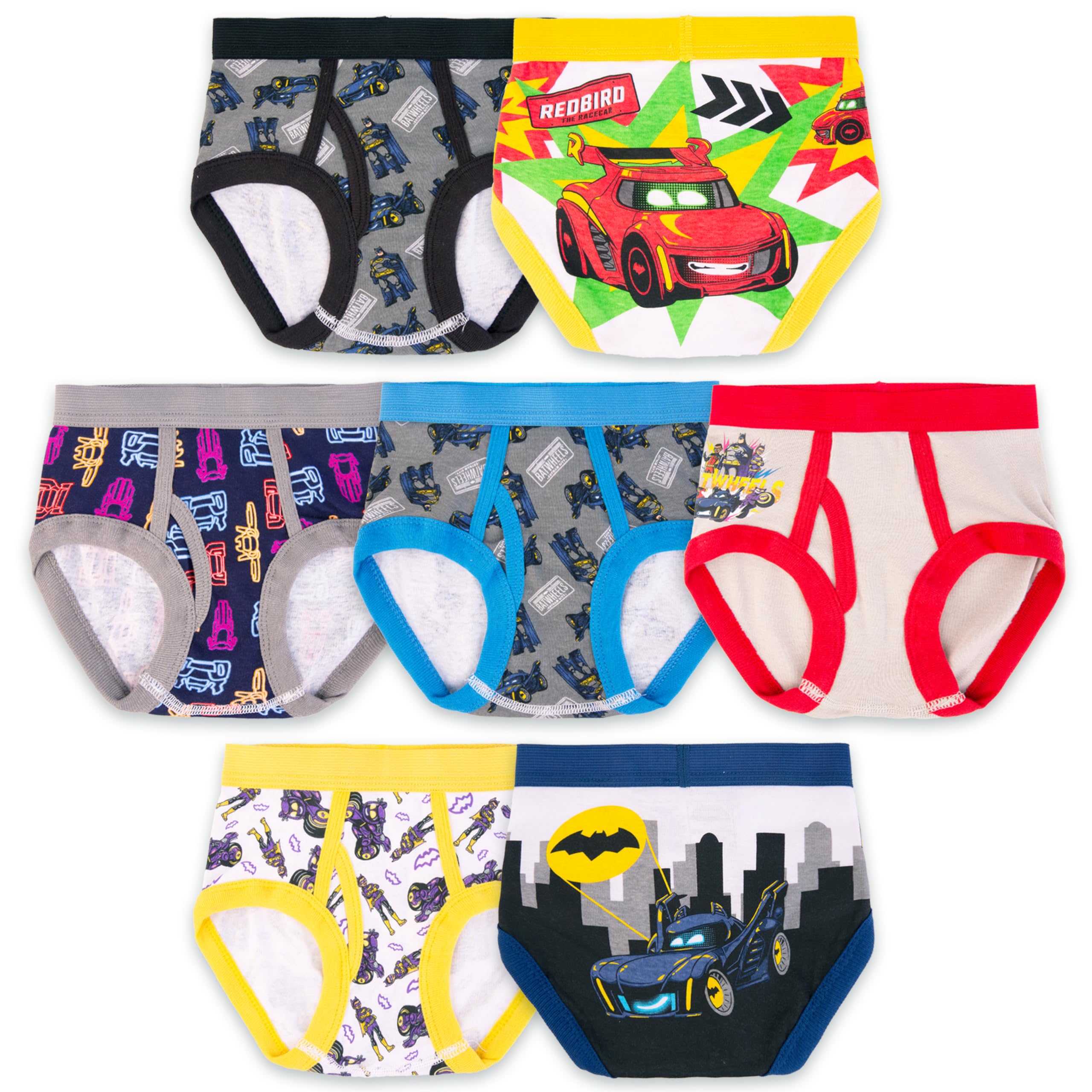 DC Comics Boys' Exclusive Batwheels 100% Cotton Briefs with Batmobile, Redbird & Battruck, 2/3t & 4t