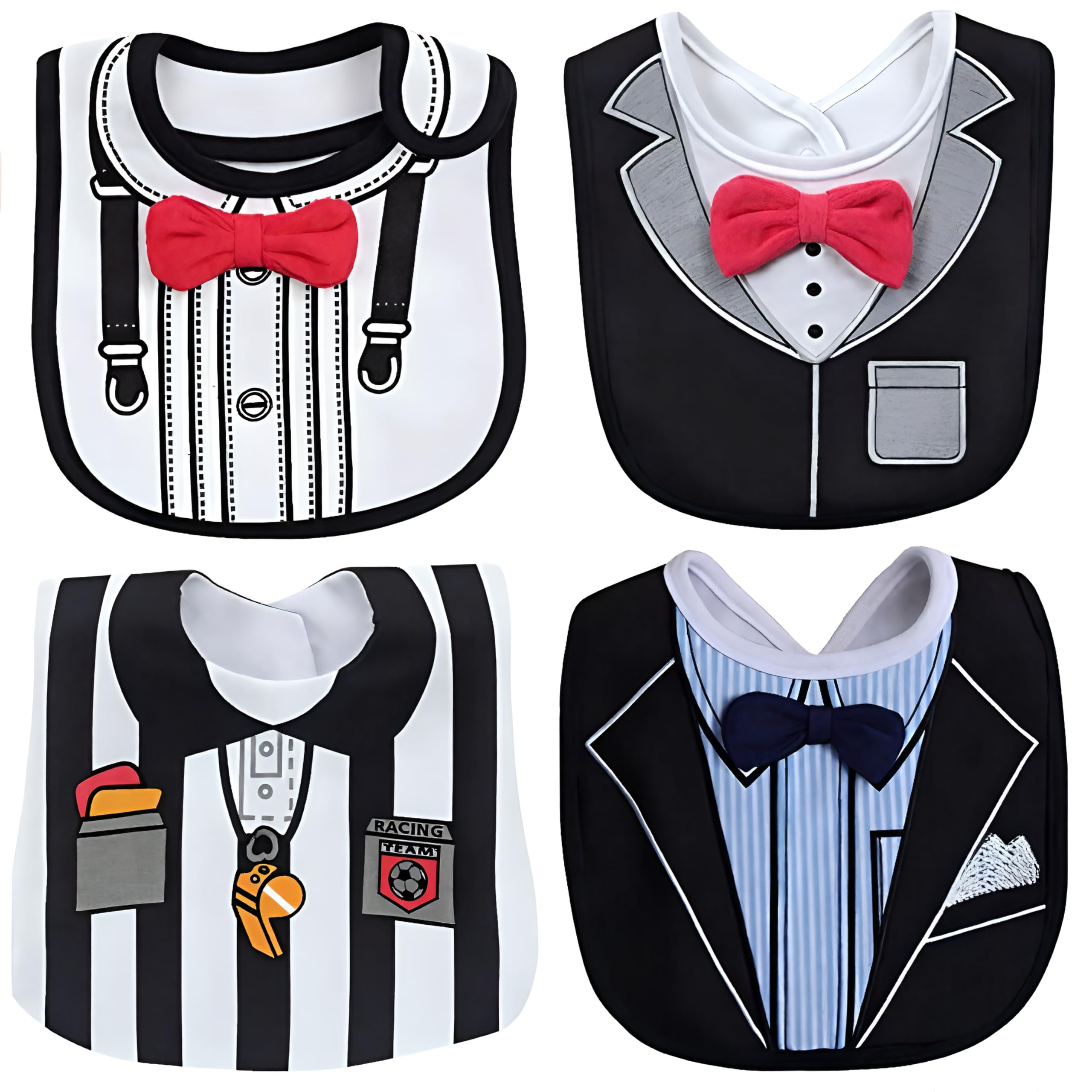 Baby Toddler Infant Boys Girls Drool Drooling Bibs Bowtie Tuxedo Bow Neck Tie Burp Cloths Unisex Pack