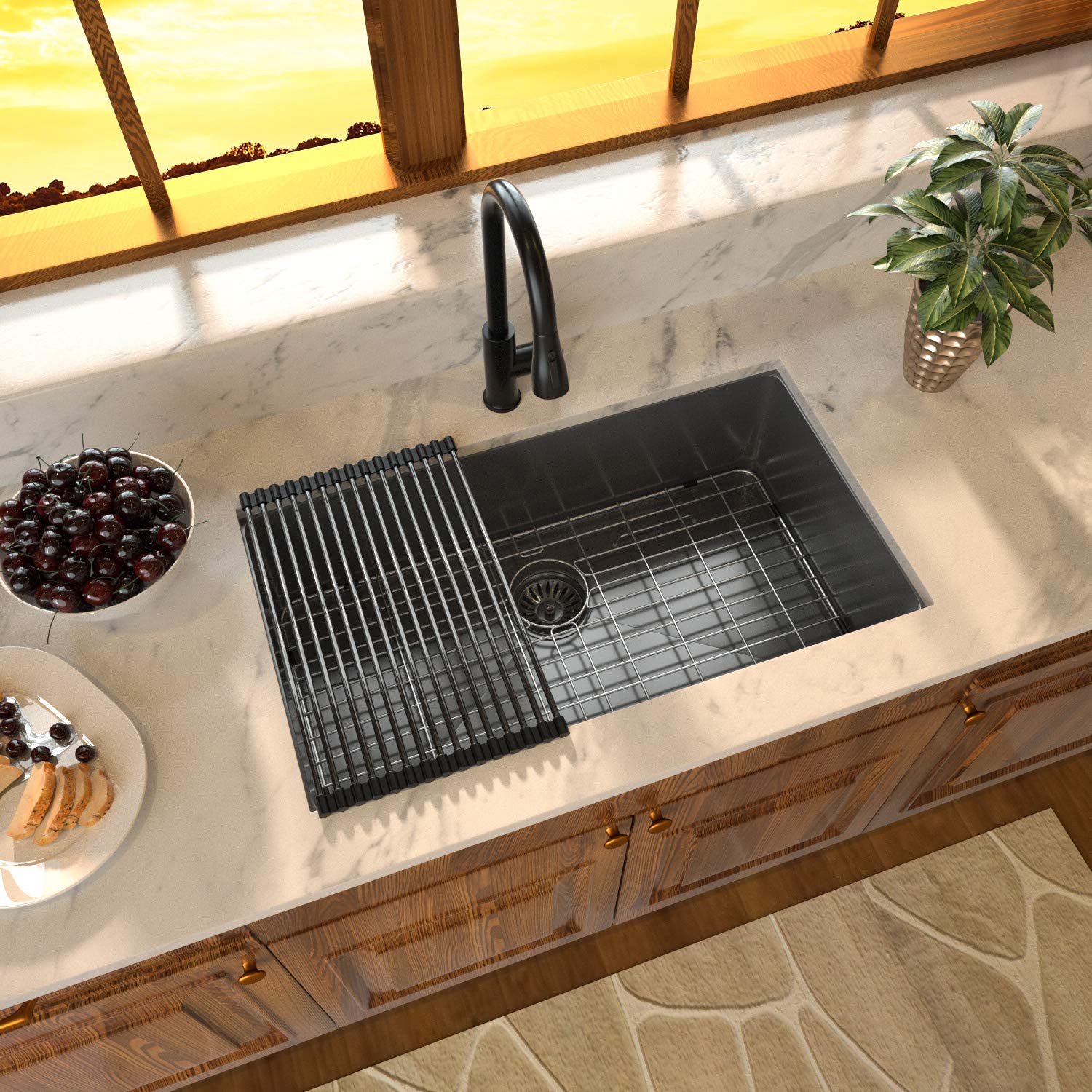 Black Stainless Steel Undermount Kitchen Bar Sink, ZDHHT 18 Gauge 21 X - View #4