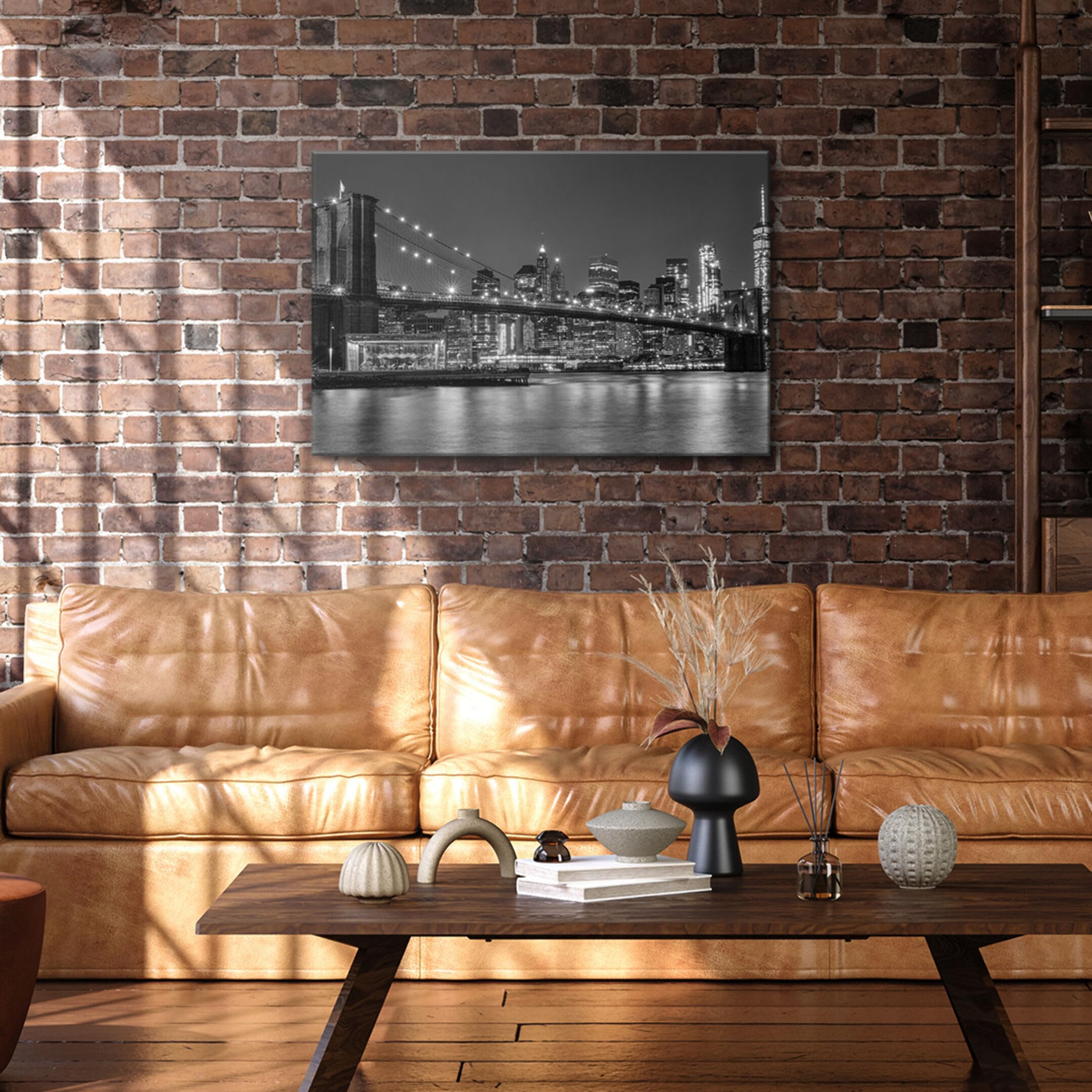 LUMASOUL Wandbilder Wohnzimmer Leinwandbild New York Skyline 120x80 cm