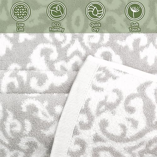 Miniatura 2 de Juego de 4 toallas decorativas para baño, toallas de baño acogedoras de 24 x 47 pulgadas, de secado rápido, suaves, 100% algodón, toallas para baño,