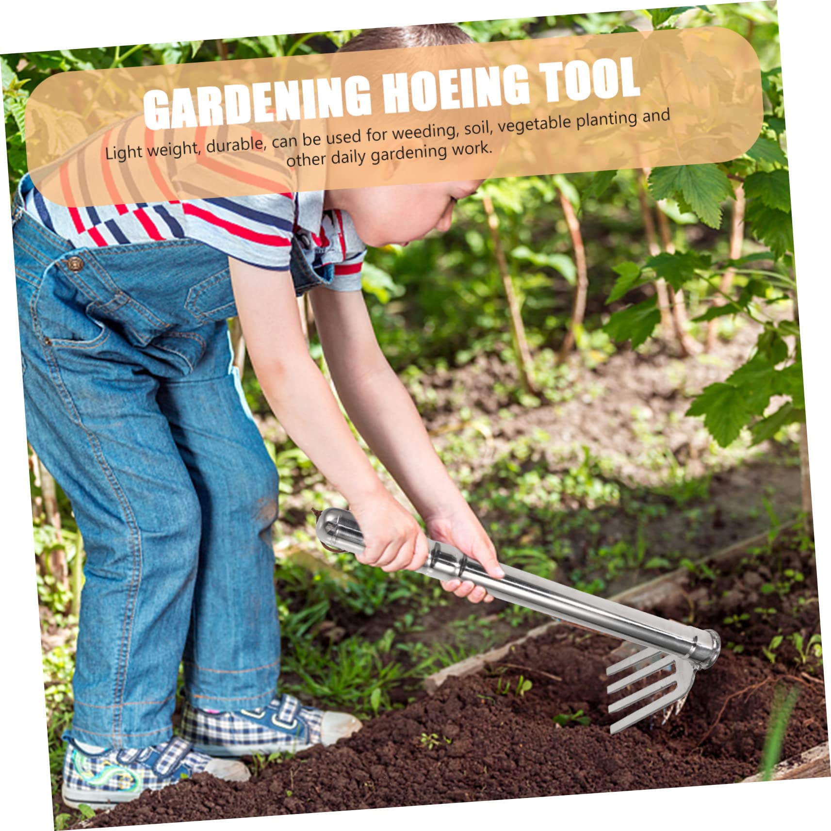 INOOMP Zappetta per Orto in Metallo Resistente Multifunzione per Ammorbidire Il Suolo e Diserbo, Attrezzo da Giardinaggio Manuale Professionale per Coltivazione a Mano