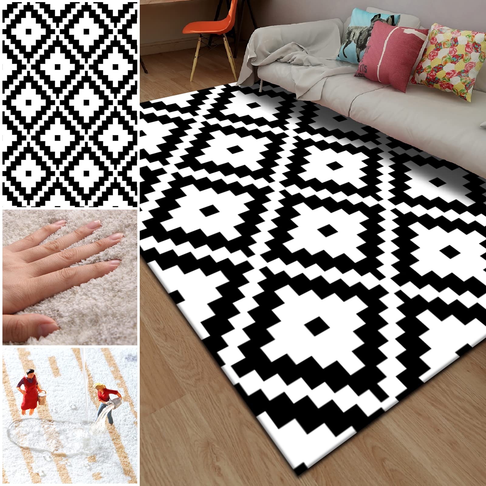 Tapis moderne à poils longs pour salon et chambre à coucher, motif géométrique abstrait, polyvalent, pour couloir et entrée