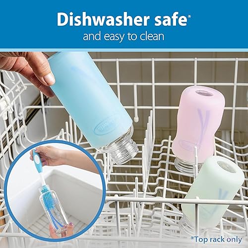 Miniatura 9 de Dr. Brown's Feeding Comfort Bundle- Almohada de lactancia gris claro + botella de vidrio anticólico de 8 onzas L1-2 piezas