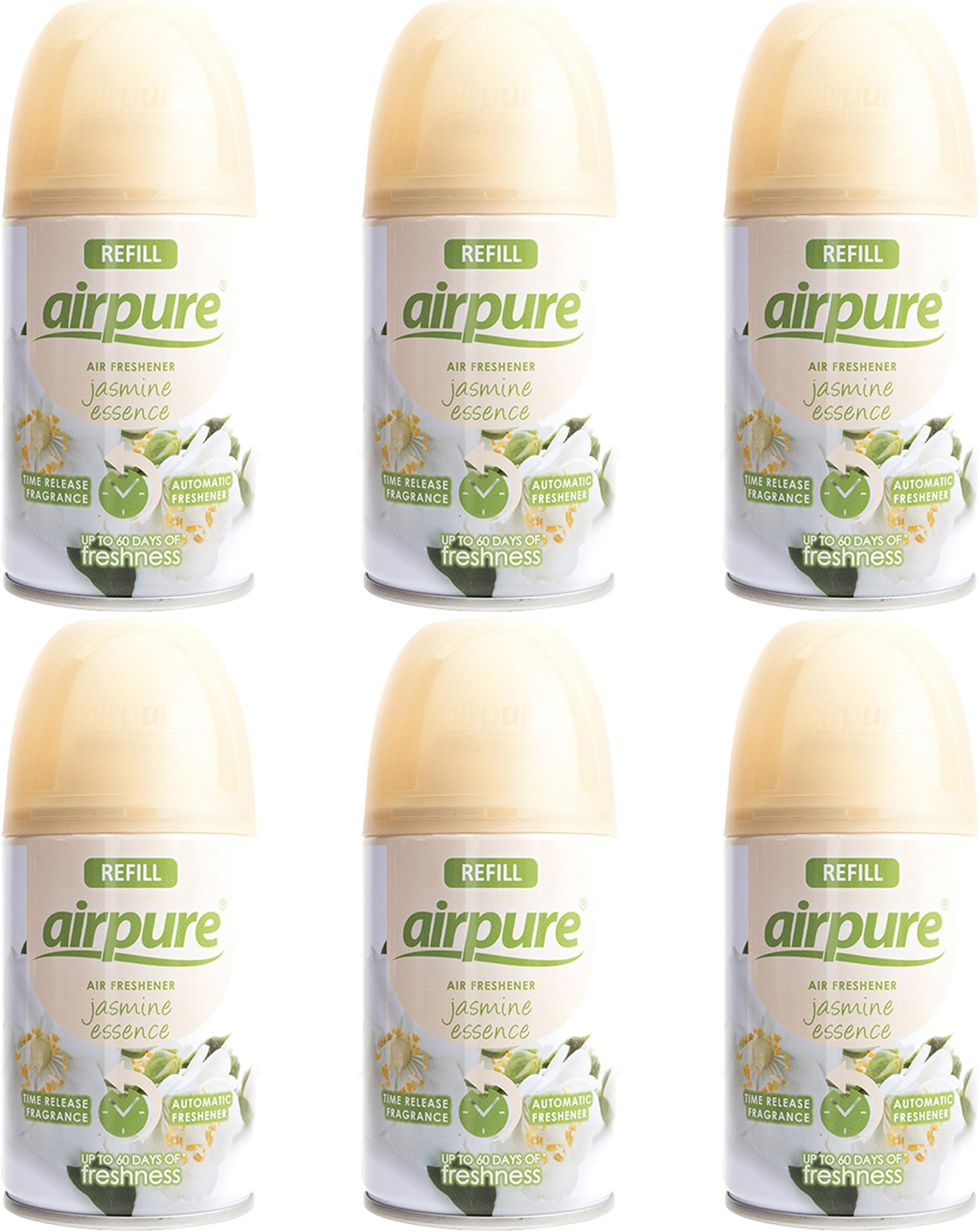 airpure 6 X FRESHMATIC AUTOMATIC SPRAY REFILLS 250ML JASMINE