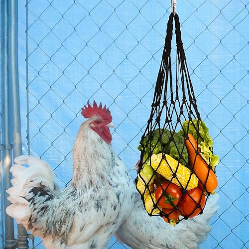 Miniatura 5 de 4 piezas de pollo, bolsa de cuerda de verduras de aves de corral, soporte de frutas y pollo, alimentador de repollo, herramienta de alimentación con