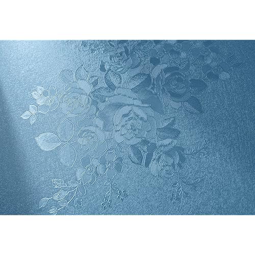 Blue Peel and Stick Wallpaper Floral Textured Wallpaper 17.7inch x 196.8inch Floral Embossed Contact Paper Grey Blue Self Adhesive Decorative Wall Paper Removable Cabinets Shelf Liner Vinyl
