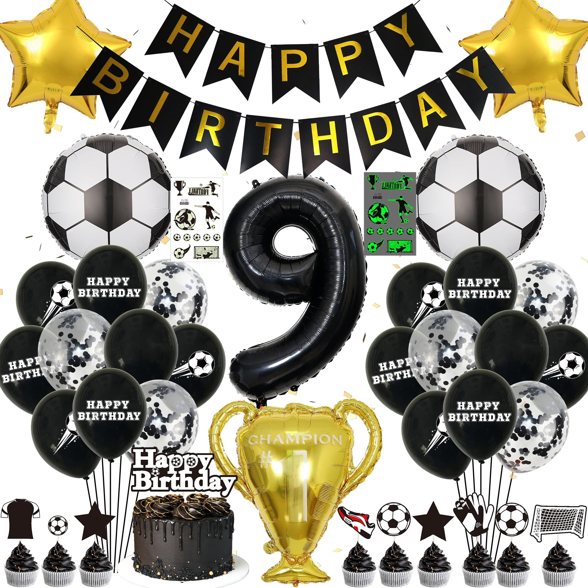 27-teiliges Fußball-Luftballon-Set Für Kindergeburtstag – Mit Trophäe, Banner & Zahl 7