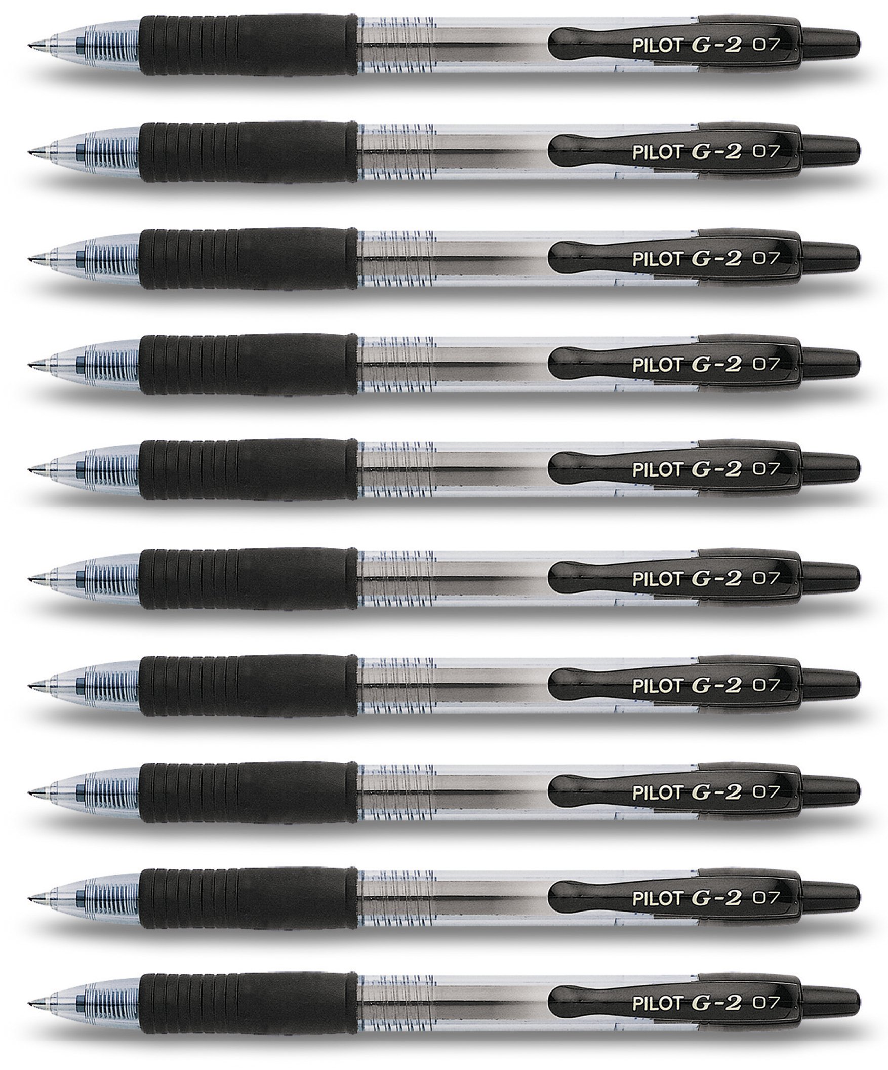 Bolígrafos retráctiles de gel Pilot G2, negro, 10 unidades