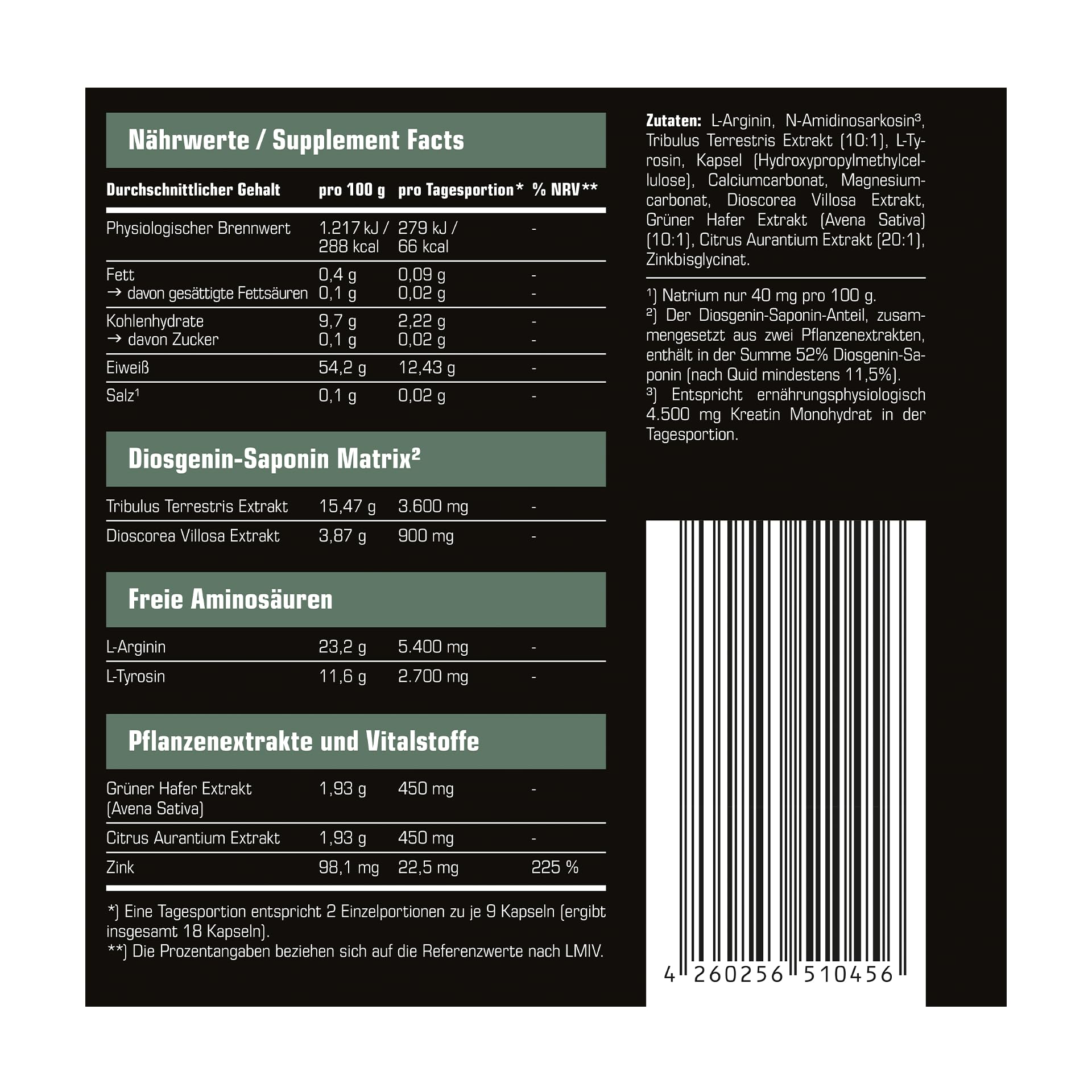 SRS Muscle - Dios Gen, 540 Kapseln | Diosgenetic T-Boost Formula | mit speziellem Tribulus Terrestris, Dioscorea Villosa, Avena Sativa u.a.m. | deutsche Premiumqualität