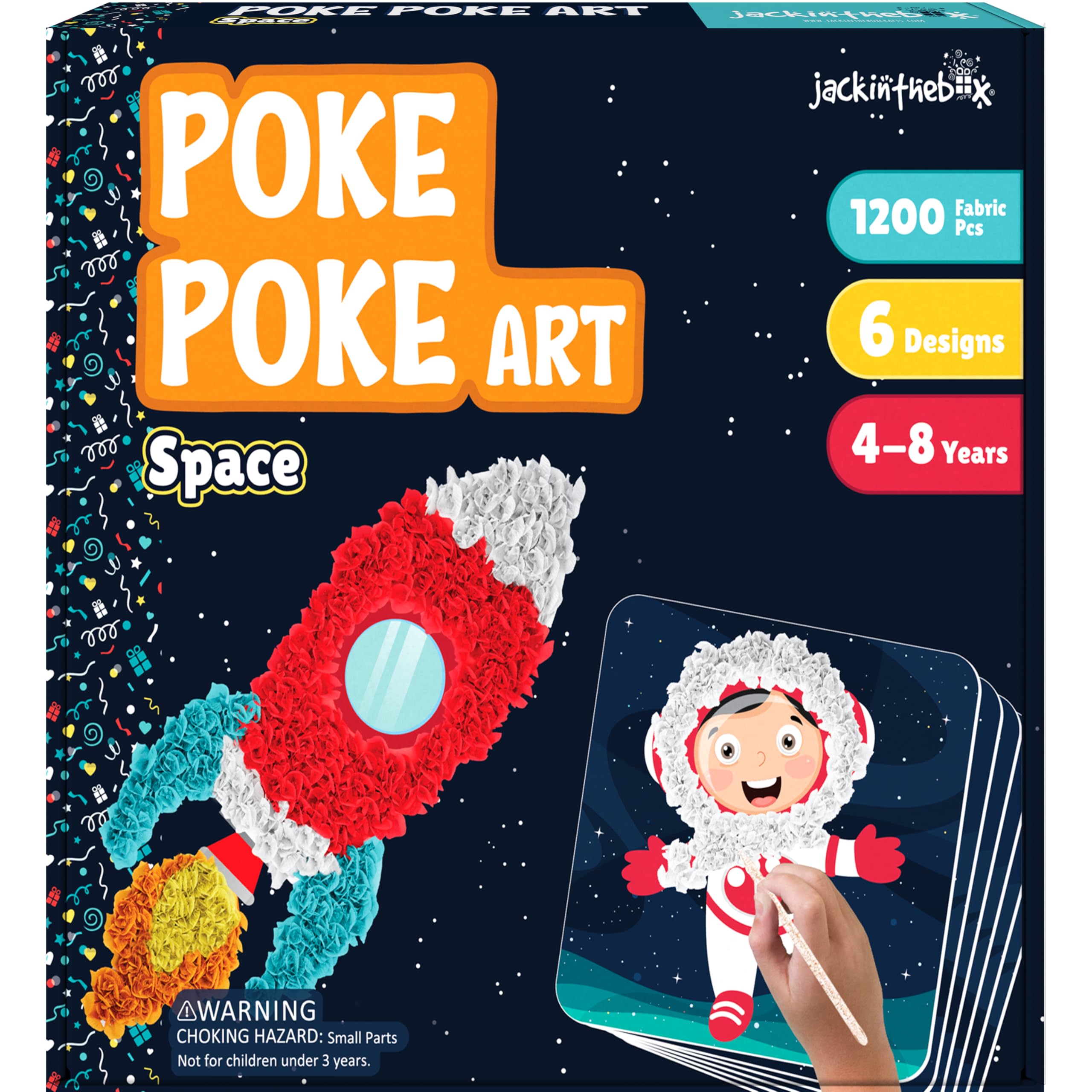 jackinthebox Poke Poke Art for Kids  Space Theme Elements Like Sun, Star, Rocket, Astronaut, Planet, Alien, Mess-Free Sewing Art for Kids, Gift for Girls and Boys Ages 4 5 6 7 8