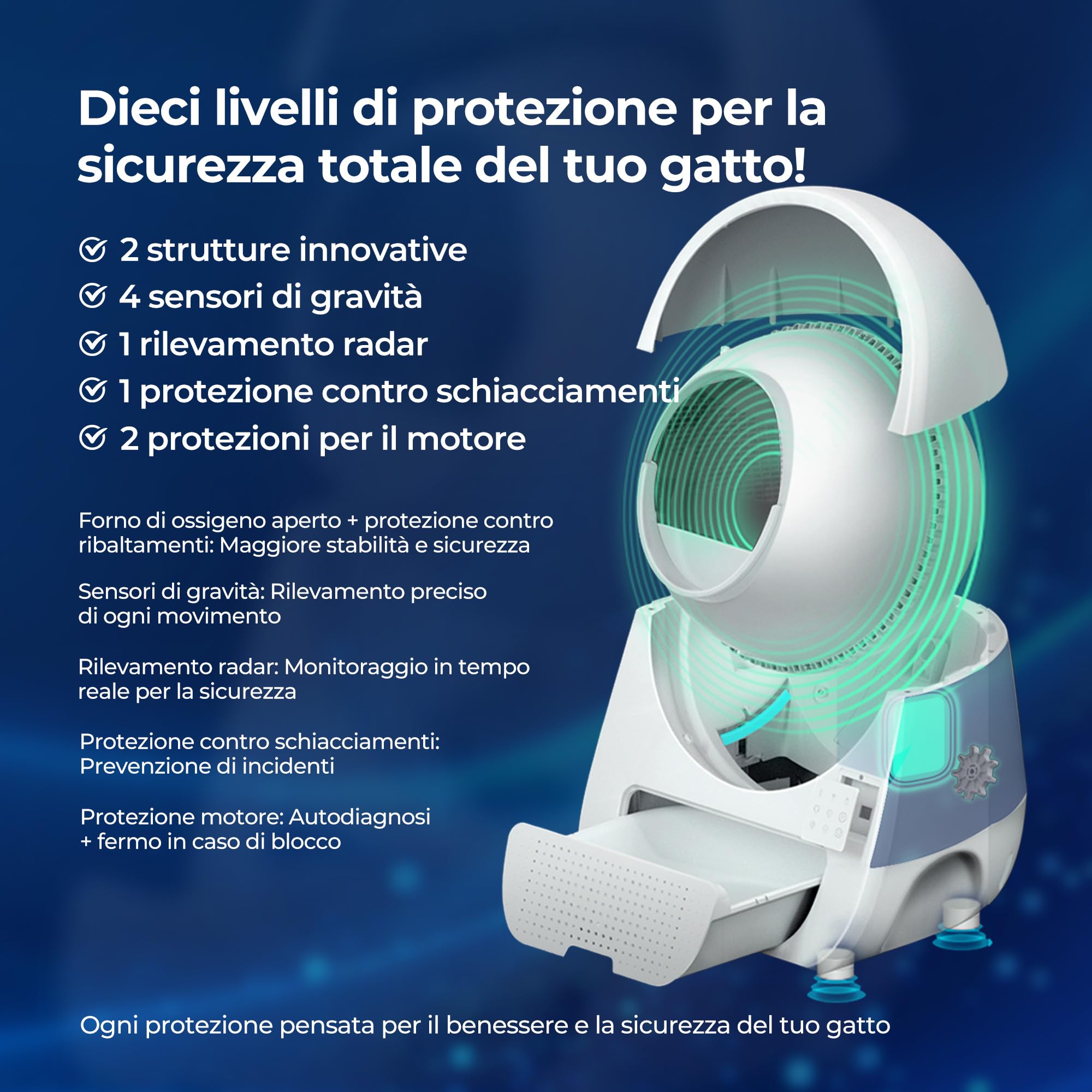 CATLINK Pro-X APP-13L Lettiera per gatti autopulente con contenitore per gatti di grandi dimensioni, 4 modalità di pulizia, 4 modalità di pulizia, 4 regolatori di odori (ozono UV+carbone attivo + gel