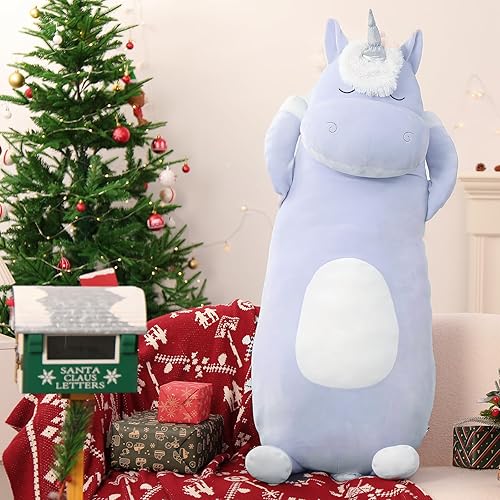 Miniatura 9 de MorisMos Almohada corporal grande de unicornio de 4 pies, almohada de unicornio de felpa de 51 pulgadas de largo para niñas y niños, almohada